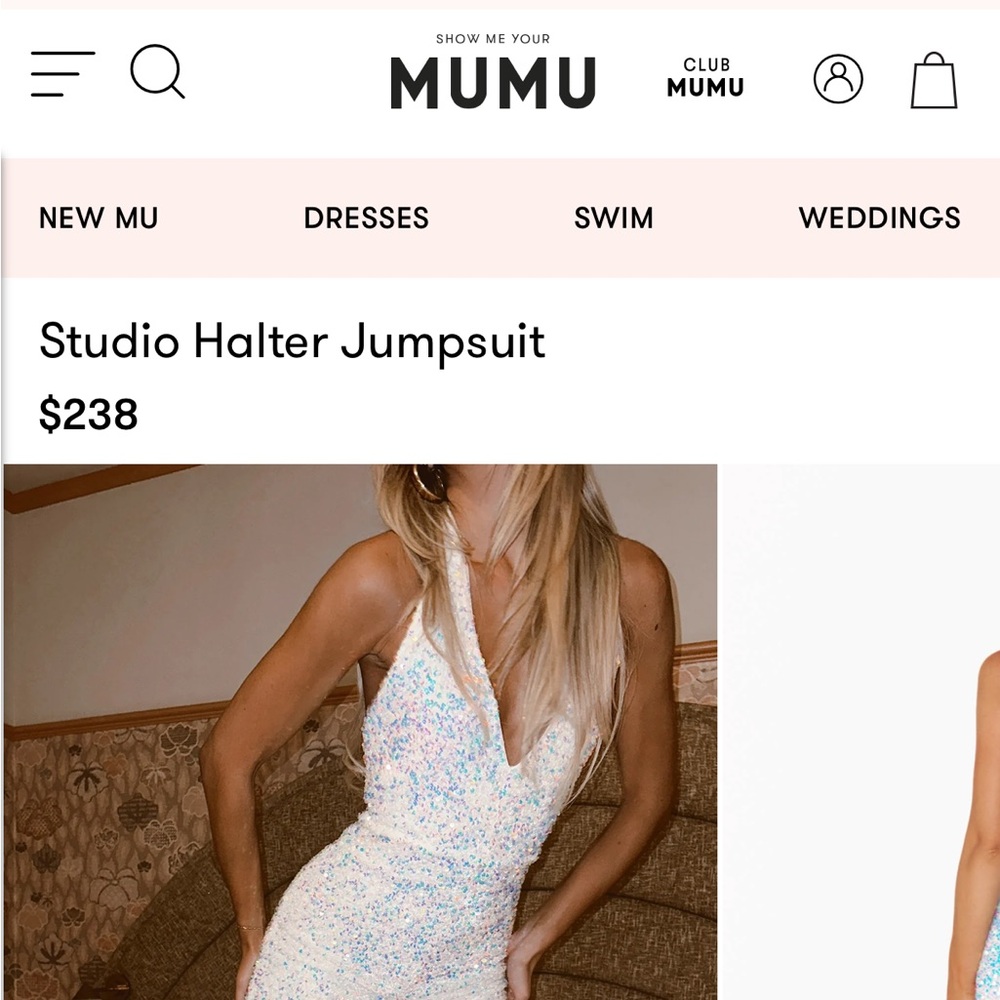 White Sequin Halter Jumpsuit